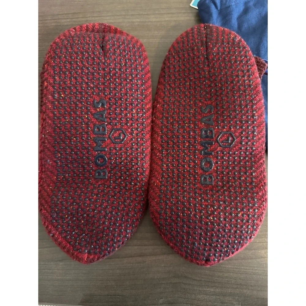 Bombas Gripper Slippers Red Knit Wool Non‎ Slip House Large Sock Slippers Lounge